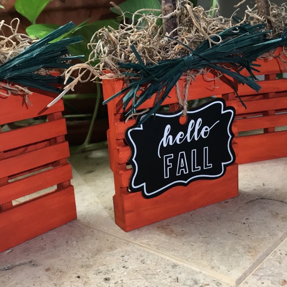 Hand Crafted Wood Pumpkin Pallet “Hello Fall” (Set of 3)